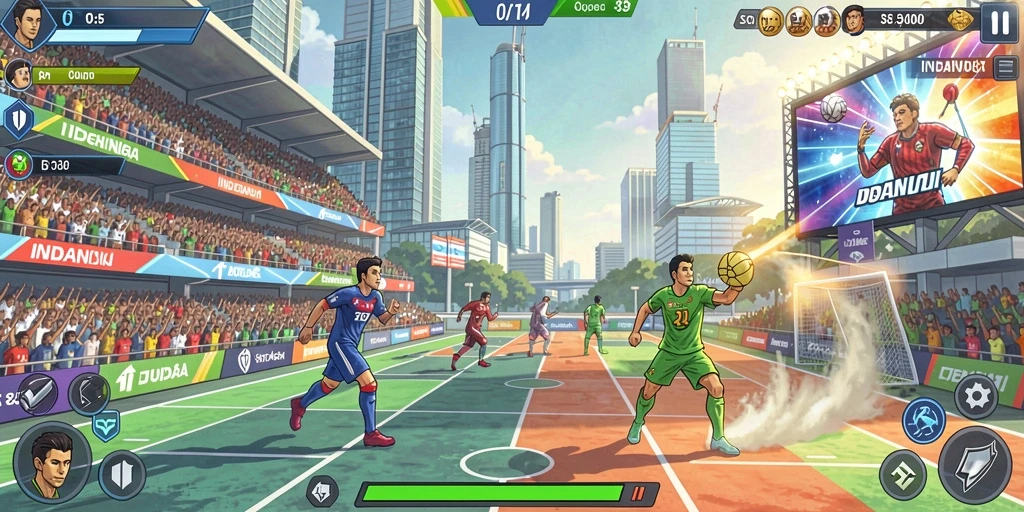 Screenshot menunjukkan karakter utama dalam misi petualangan.